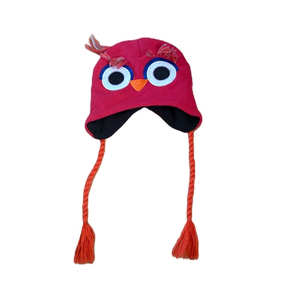 Kids Red Owl Earflap Hat with Braided Tassels Goldcoast Sunwear Knit Winter